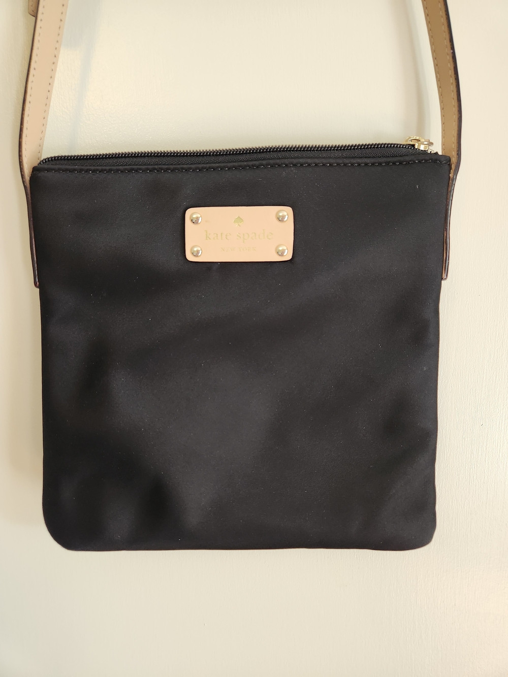 Kate Spade Black Crossbody Bag with Tan Strap